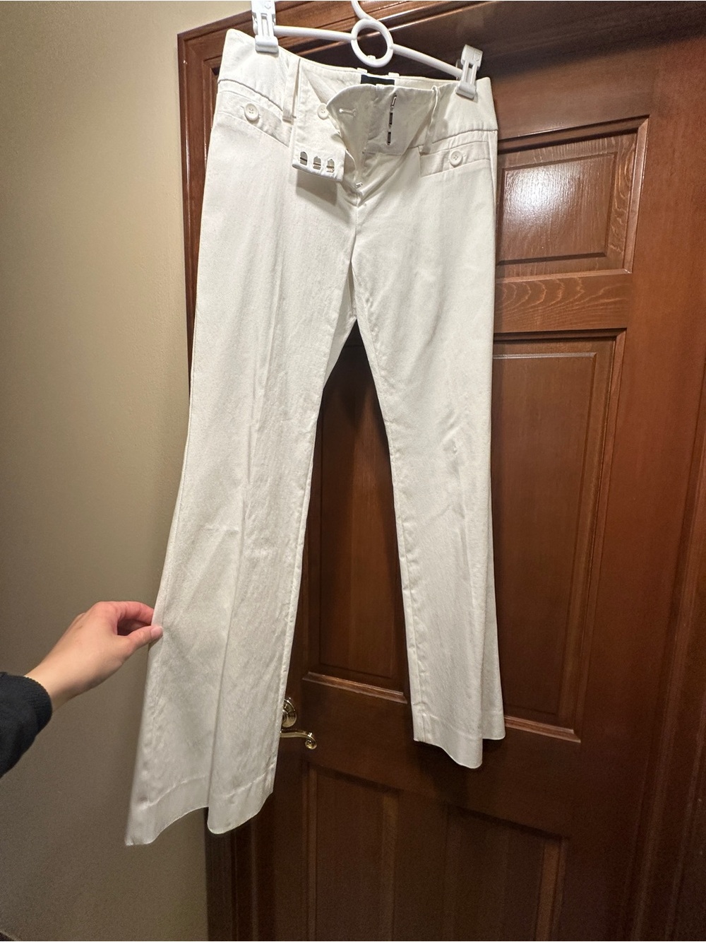 The Limited White Flare Jeans with Buttoned Waist Detail